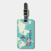 Étiquette À Bagage voyage turquoise personnalisé et élégant (Devant Vertical)