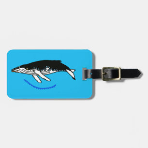 Étiquette À Bagage Voyages heureux - BALEINE à bosse - bleu océan