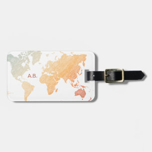 Étiquette À Bagage Voyageur du monde élégant (plus carte, lumière rét