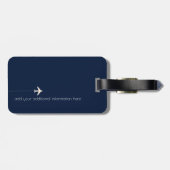 Étiquette À Bagage Voyageur personnalisé et élégant bleu foncé (Dos horizontal)