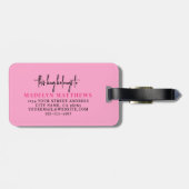 Étiquette À Bagage Voyageur rose chaud Nom initial Monogramme (Dos horizontal)