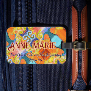 Étiquette À Bagage Voyagez dans le monde Nom personnalisé Abstrait