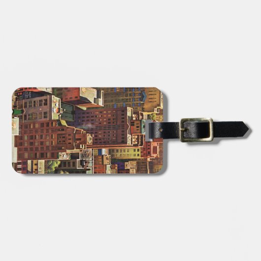 Étiquette À Bagage Vue de New York par John Falter (Devant horizontal)