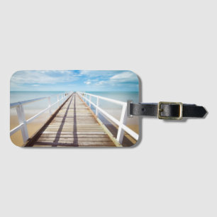 Étiquette À Bagage Vue depuis Pier sur la mer