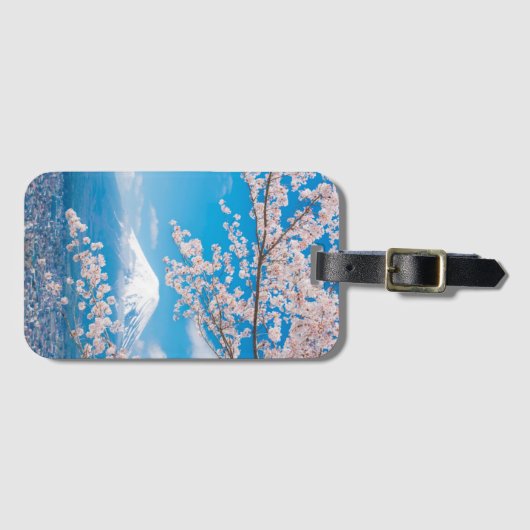Étiquette À Bagage Vue du mont Fuji avec des fleurs de cerisier (Devant Horizontal)
