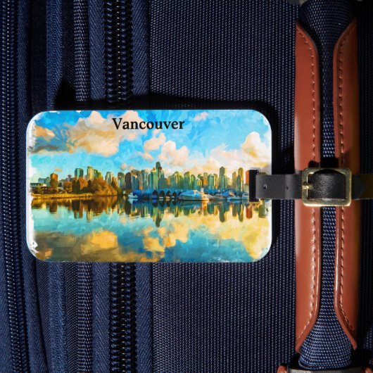 Étiquette À Bagage Vue panoramique colorée Vancouver Canada (Insitu Rectoal 4)