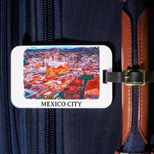 Étiquette À Bagage Vue panoramique de la peinture CDMX de Mexico