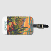 Étiquette À Bagage Vue Pittoresque du rétro Saguaro (Devant Horizontal)