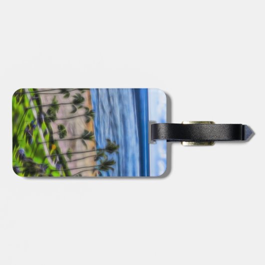 Étiquette À Bagage Vue sur la plage tropicale Océan Palmiers Hawaï (Dos horizontal)