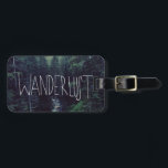 Étiquette À Bagage Wanderlust<br><div class="desc">Tapis à la main,  "Wanderlust" superposé sur la photo de Rainier Creek.</div>