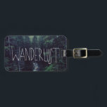 Étiquette À Bagage Wanderlust<br><div class="desc">Tapis à la main,  "Wanderlust" superposé sur la photo de Rainier Creek.</div>