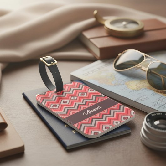 Étiquette À Bagage Warm Chevron