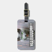 Étiquette À Bagage WASSUP - Mème de chat (Devant Vertical)