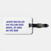 Étiquette À Bagage Waterboy Volleball en bleu et jaune (Dos horizontal)