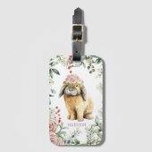 Étiquette À Bagage Watercolor Floral Bunny Rabbit Personalized (Devant Vertical)