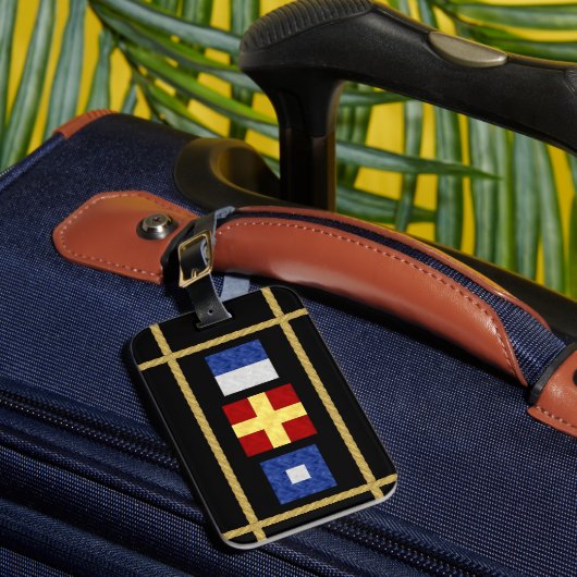 Étiquette À Bagage Watercolor Nautical Signal maritime Flag monogram (Insitu Rectoal 1)