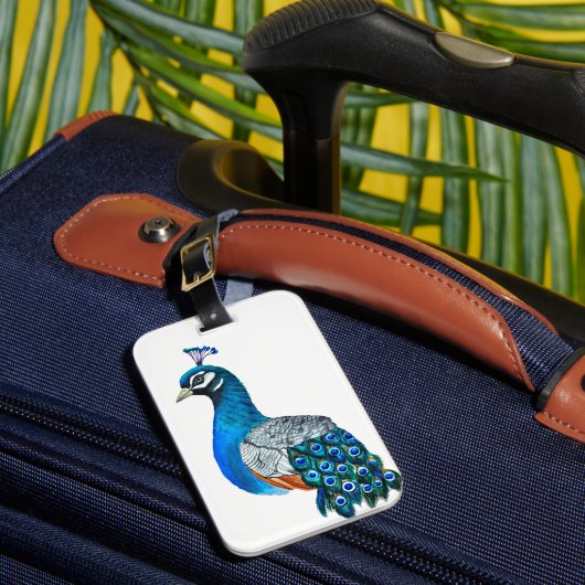 Étiquette À Bagage Watercolor peacock (Insitu Rectoal 1)