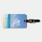 Étiquette À Bagage Watercolor Seascape Waves Sky Clouds Modèle (Devant horizontal)