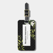 Étiquette À Bagage Watercolor White Snowdrops et Laurel Damask (Devant Vertical)