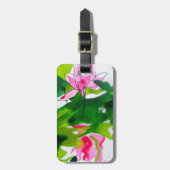 Étiquette À Bagage Waterlily abstract watercolour flower art (Devant Vertical)