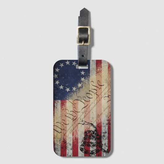 Étiquette À Bagage We The People Betsy Ross American Flag and Snake (Devant Vertical)