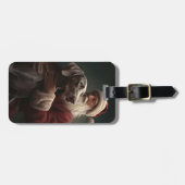 Étiquette À Bagage Weimaraner avec Noël Festif du Père Noël (Devant horizontal)