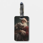 Étiquette À Bagage Weimaraner avec Noël Festif du Père Noël (Dos Vertical)