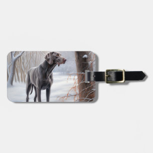 Étiquette À Bagage Weimaraner Qu'il neige Noël