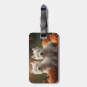 Étiquette À Bagage West Highland White Terrier Chiot Citrouille d'aut (Dos Vertical)