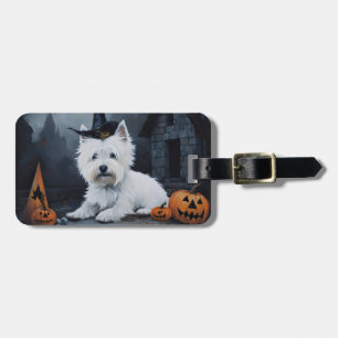 Étiquette À Bagage West Highland White Terrier Citrouille Halloween