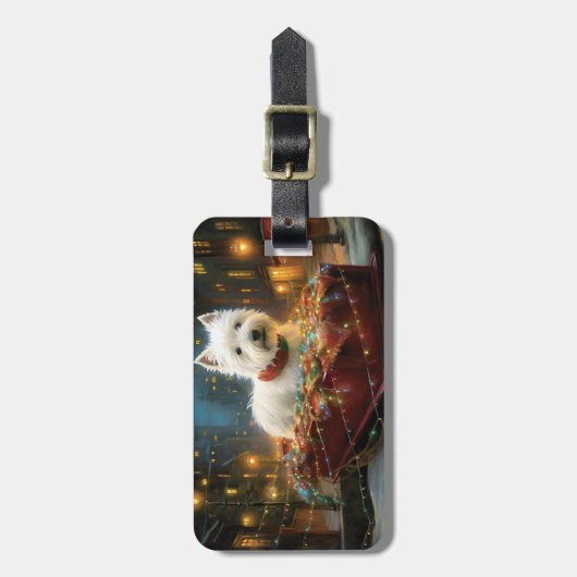 Étiquette À Bagage West Highland White Terrier Festif de Noël (Devant Vertical)