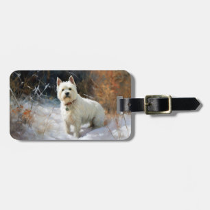 Étiquette À Bagage West Highland White Terrier Laissez Tomber la Neig