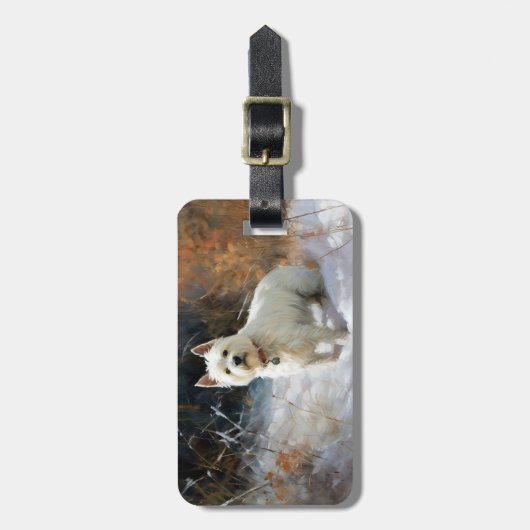 Étiquette À Bagage West Highland White Terrier Laissons neiger Noël (Devant Vertical)