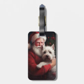 Étiquette À Bagage West Highland White Terrier Santa Claus Noël (Dos Vertical)