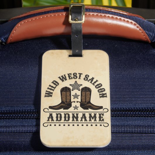 Étiquette À Bagage Western Cowboy Boots AJOUTER LE NOM Sheriff Spurs (Insitu Rectoal 2)