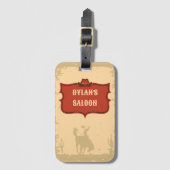 Étiquette À Bagage Western Cowboy Monogramme Nom Rustique Salon (Devant Vertical)
