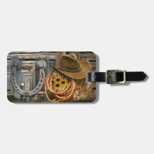 Étiquette À Bagage Western Horseshoe Cowboy Hat Lasso