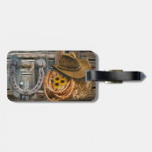 Étiquette À Bagage Western Horseshoe Cowboy Hat Lasso (Dos horizontal)