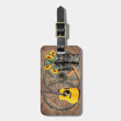 Étiquette À Bagage Western Wagon Wheel Guitar Cowboy bottes tournesol (Devant Vertical)