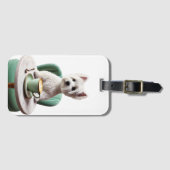 Étiquette À Bagage Westie ayant un latte (Devant Horizontal)