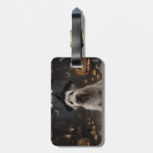 Étiquette À Bagage Wheaten Terrier Citrouille Halloween effroi (Dos Vertical)