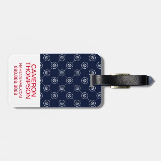 Étiquette À Bagage Wheel Pattern de photo de capitaines faits sur (Dos horizontal)