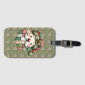 Étiquette À Bagage Whimsical Patchwork Santa Folk Christmas (Devant Horizontal)