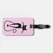 Étiquette À Bagage Whimsical Skinny Chat noir rose (Dos horizontal)