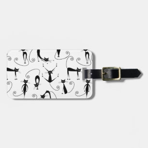 Étiquette À Bagage Whimsical Skinny Motif de chat noir