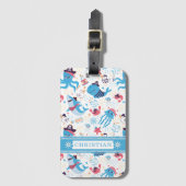 Étiquette À Bagage Whimsical Under the Sea Pirate Thème Nautique Enfa (Devant Vertical)