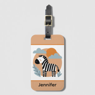 Étiquette À Bagage Whimsical Zebra Scandinave Influencée