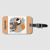 Étiquette À Bagage Whimsical Zebra Scandinave Influencée (Devant Horizontal)