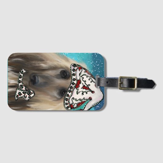 Étiquette À Bagage White Afghan Hound (Devant Horizontal)