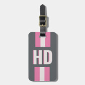 Étiquette À Bagage White and Pink striped Shadow Monogram bridesmaid (Devant Vertical)